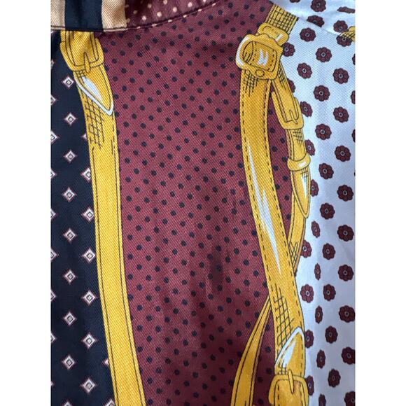 ZARA TRF Chain Print Satin Shirt Dress M Baroque Scarf Blouse 90s Vibes - Picture 5 of 5